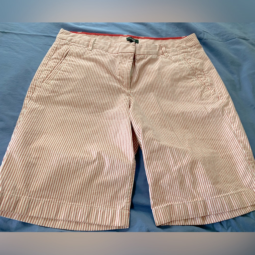 J. Crew Red and z white Striped Shorts